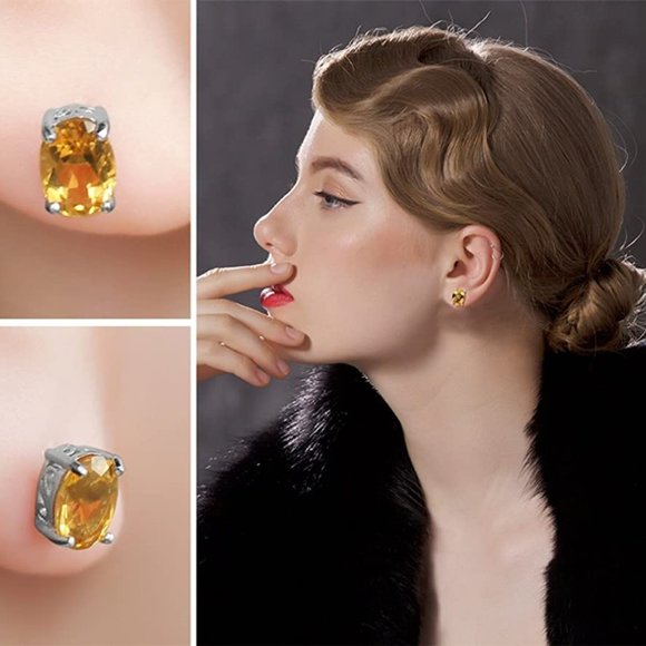 💛 1.43ct Citrine Earrings - 925 Sterling Silver - Picture 3 of 6